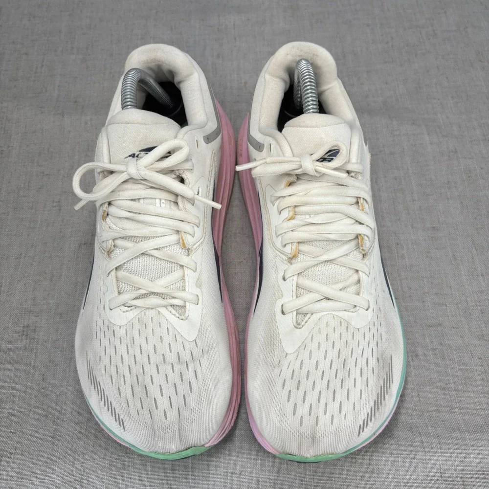Altra Via Olympus Shoes White Pink Green Mesh Cushion Running Sneakers Size 9.5